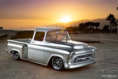 Front of Brian Raposo's Cinderella '57 Chevy 3100 pickup