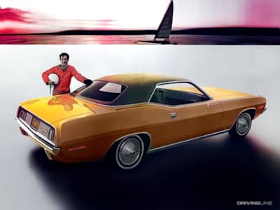 1971 Plymouth Barracuda with astronaut