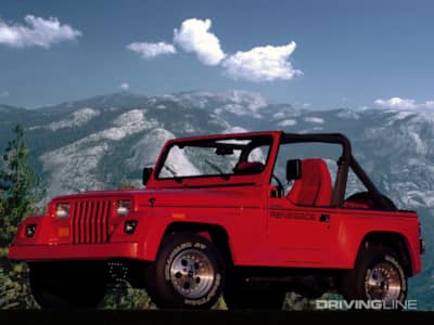 Jeep Wrangler Renegade against mountains